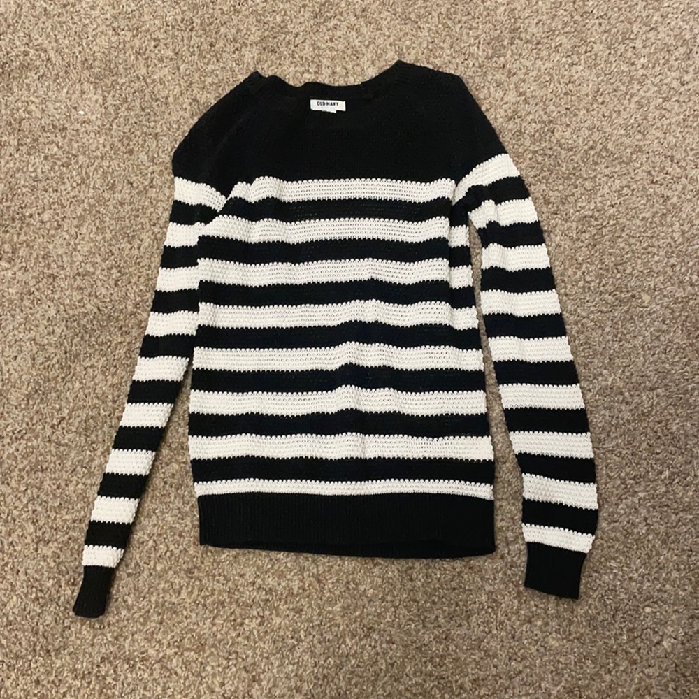 black & white striped sweater